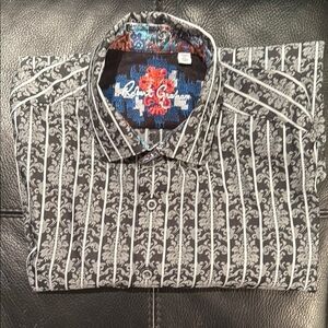 Robert Graham Black and Gray Casual Button Down Shirt